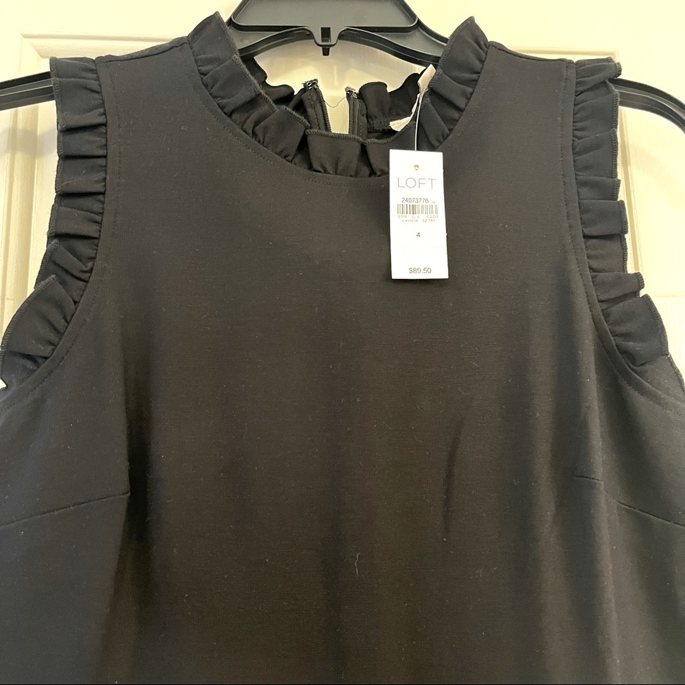 Ruffle detail, sleeveless A-line LOFT  LBD